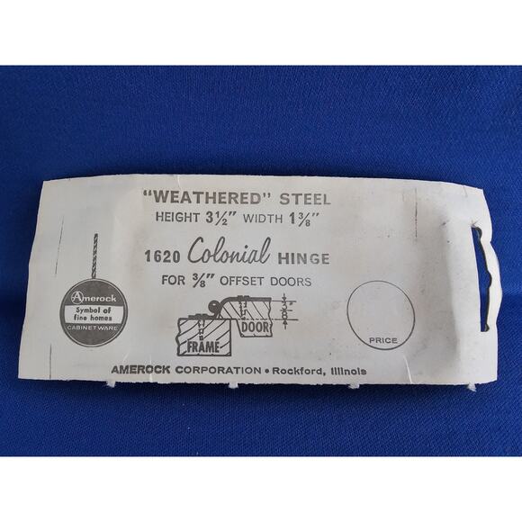 Vintage/NOS Amerock A-1620-CB Colonial Black Hinge Set - Weathered Steel - 3/8" - Picture 2 of 2